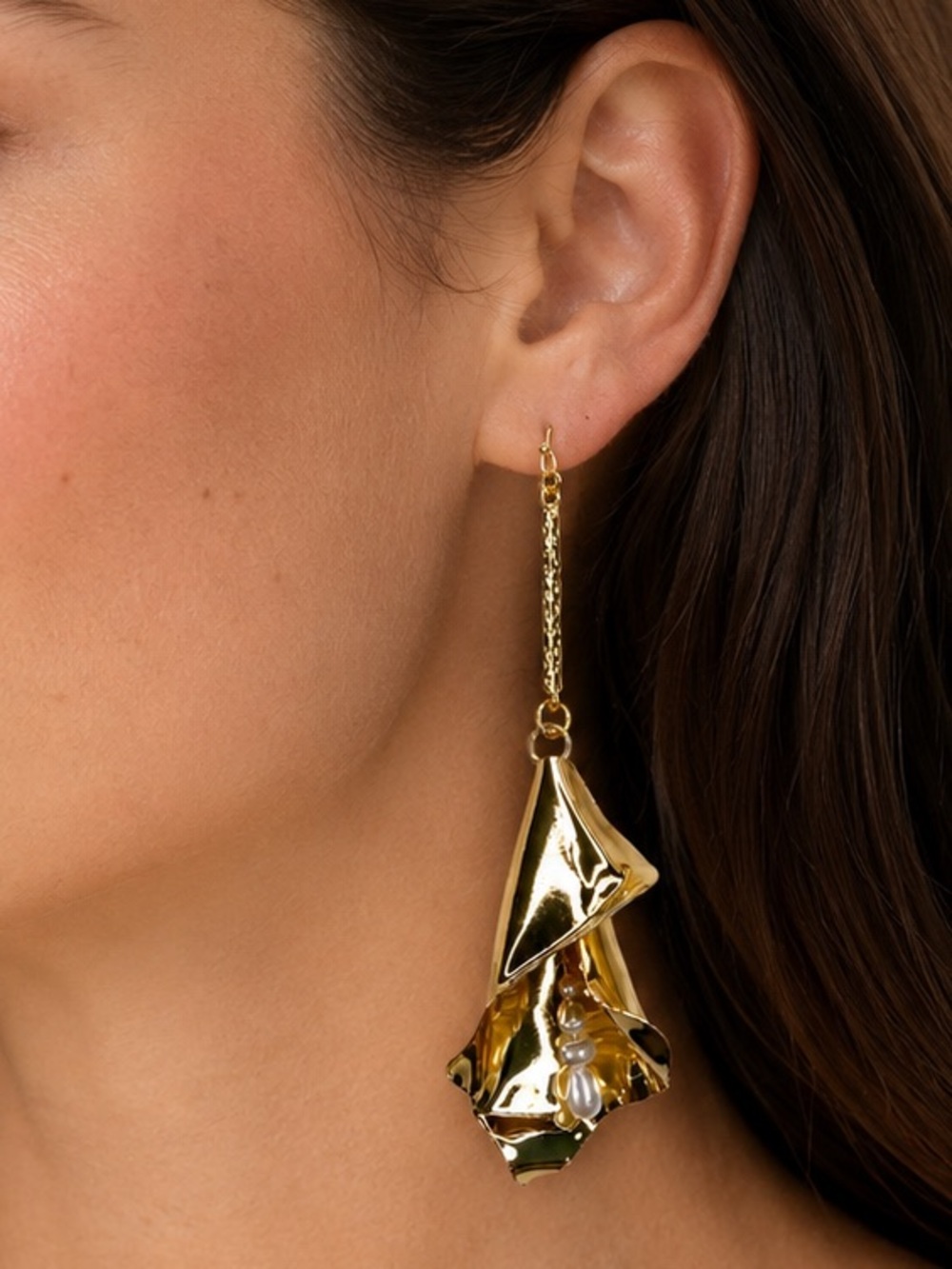 Piper•K Gold Glass Pearl Drop Earrings